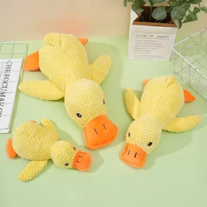 25/32/45cm Calming Duck Dog Toy Durable Yellow Stuffed Duck Chew Toys for Dogs Indoor Pet Supplies Plush Dog Squeak Toys