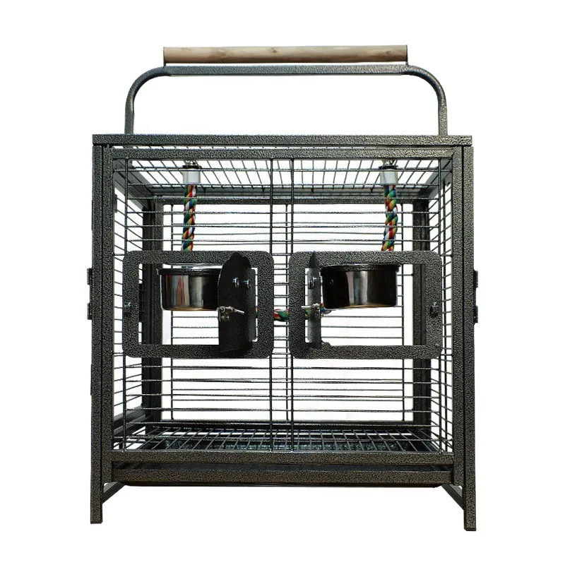 25.59 Inch Wrought Iron Bird Travel Carrier Cage Portable and Lightweight Easy to Assesmble for Parrots Conures Lovebird