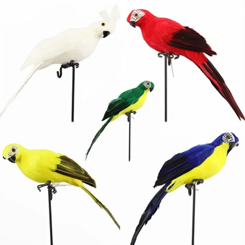 25cm Handmade Foam Feather Artificial Parrot Bird Model Figurine Foam Birds Parrot Home Garden Decoration Ornament