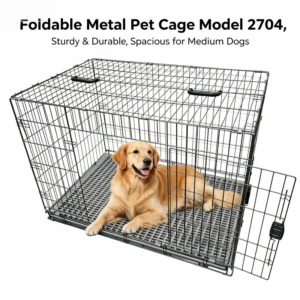 2704 Model Modern Foldable Metal Dog Cage Double Door Medium Breed Pet Crate for Living Room