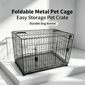 2705 Foldable Plastic & Metal Dog Cage with Tray Rustproof Wire Cage for Medium Breed