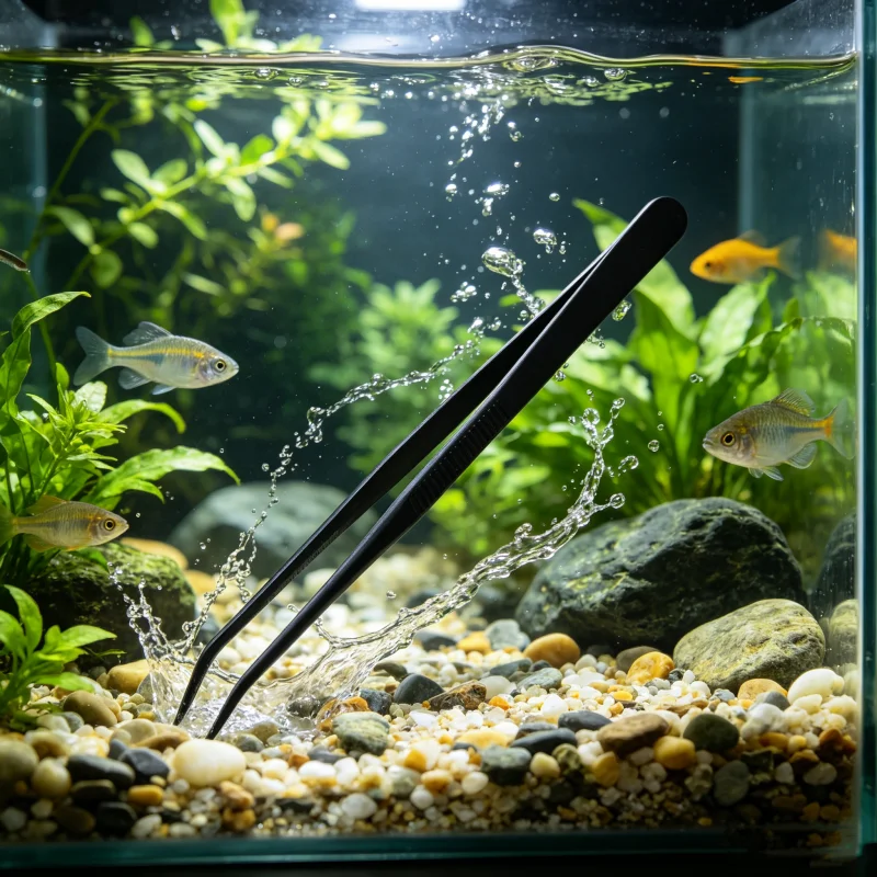 27cm Stainless Steel Aquarium Curved Tweezers Pliers Fish Tank Plant Aquascape Tools Forceps Clip Aquatic Feeding Tongs