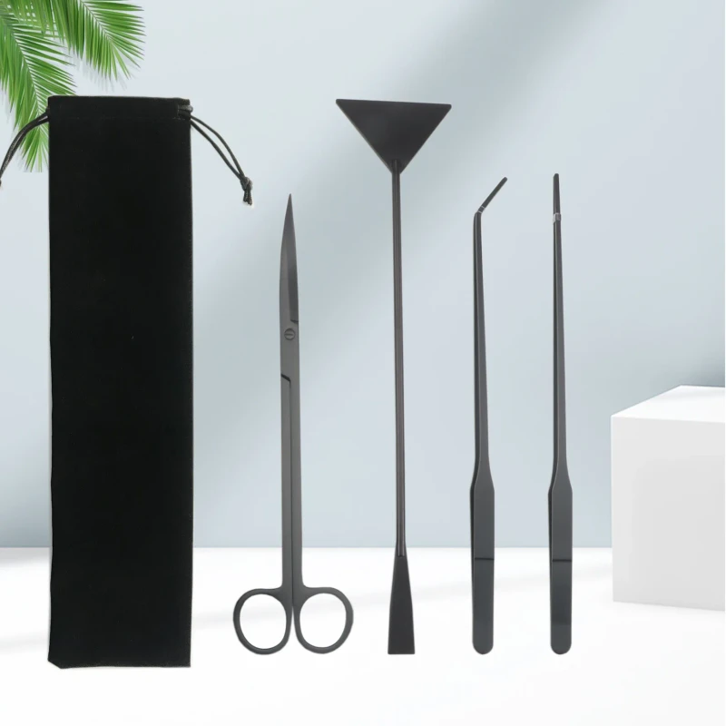 3 4 5 Pcs Aquascape Tools Stainless Steel Aquarium Kit W Tweezer Scissor Algae Scraper Aquascaping Set Aquarium Cleaner