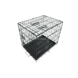 3 Door Foldable Metal Wire Dog Crate Pet Cage With Removable Plastic Tray Collapsible Portable Puppy Training Kennel
