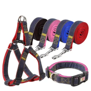 3 PCS Set Cowboy Pet Collar & Harness & Leashes 3 in 1 Adjustable Large Dog Leash Explosion Proof Pet Leash