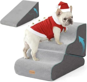 3 Steps Waterproof Cover Durable Non Slip Bottom High Density Memory Foam Pet Dog Stairs for Small Dogs