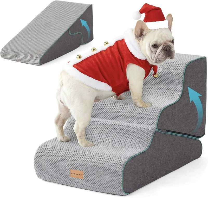 3 Steps Waterproof Cover Durable Non Slip Bottom High Density Memory Foam Pet Dog Stairs for Small Dogs