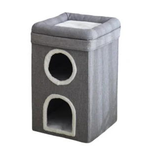 3 Storey Cat House Bed for Indoor Covered Cat Cave Beds Furniture Organizer Cat Bed House for Indoor Cats Pet Cats