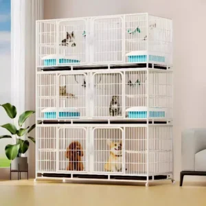 3 Tier Metal Cat & Dog Breeding Cage with Divider Double Layer Kennel Playpen Crate for Boarding