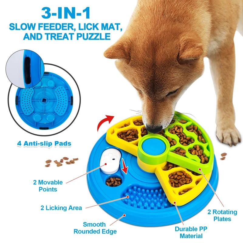3 Tier Rotating Pet Slow Feeder Bowl Anti Choking Interactive Puzzle Feeding Bowl for Cats Dogs