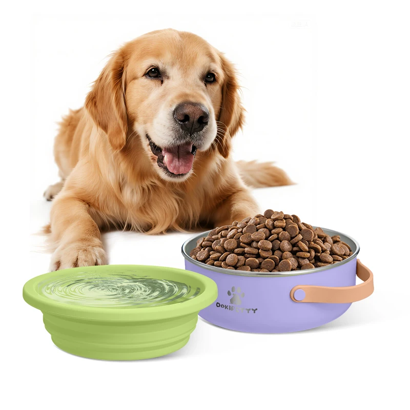 3 in 1 Dog Pet Water Bottle And Foldable Pet Water Bowl For Outdoor Use Feeder Stainless Steel Bottle