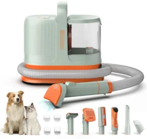3 in 1 Pet Grooming Vacuum Cleaner Kit Electric Clipper Slicker Brush Professional Pet Salon Tool for Dogs Hair Cleaning
