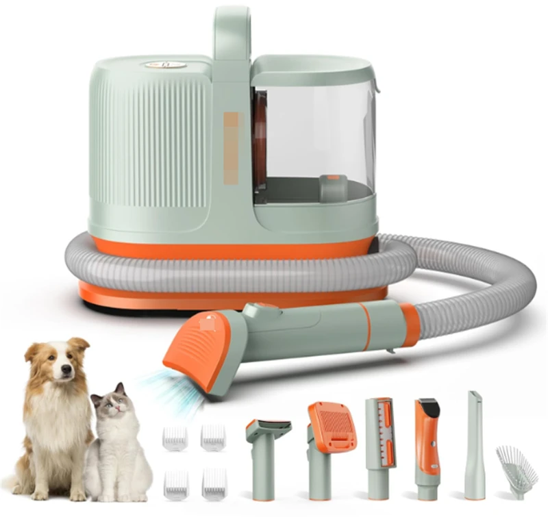 3 in 1 Pet Grooming Vacuum Cleaner Kit Electric Clipper Slicker Brush Professional Pet Salon Tool for Dogs Hair Cleaning