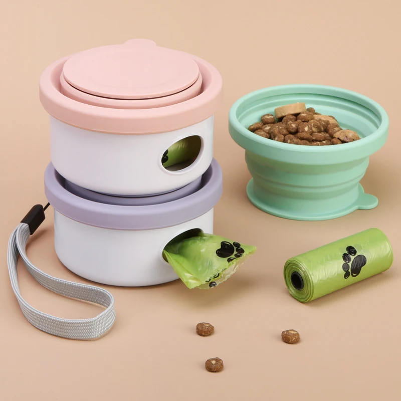 3 in 1 Pet Silicone Water Bottle Snack Box Bowl Training Supplies Accessories Walking Bag Dog Treat Pouch