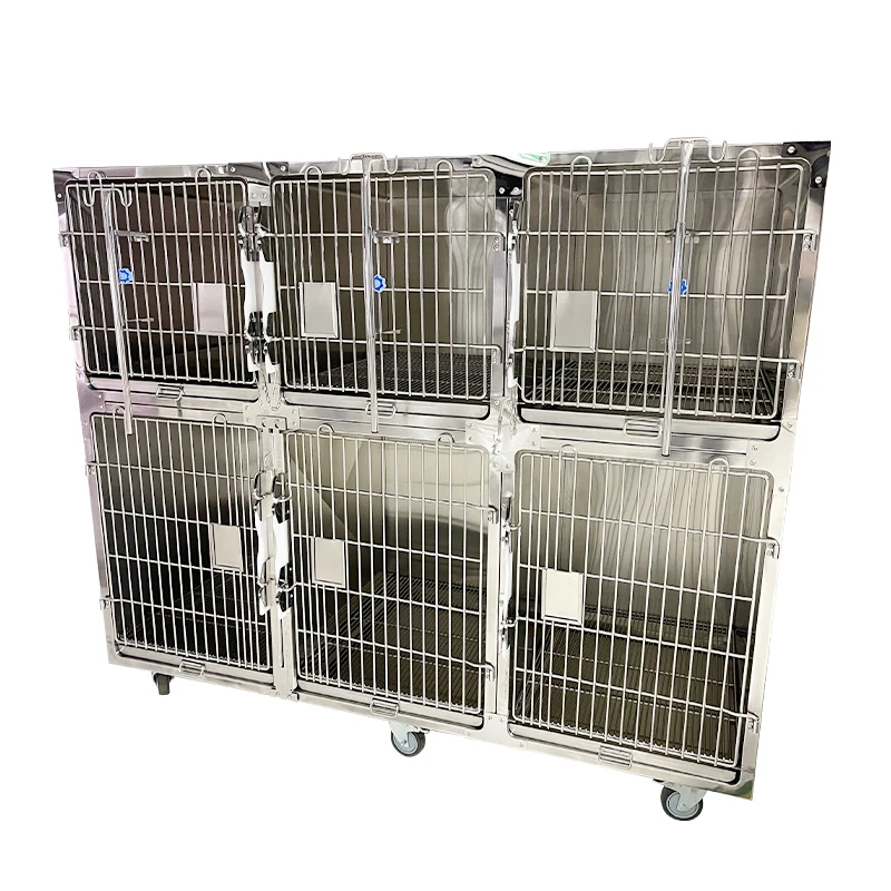 304 Stainless Steel Animal Clinic Pet Room Dog Cages Stainless Steel Hospital Cage Pet Veterinary Cage