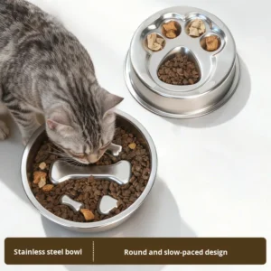 304 Stainless Steel Automatic Pet Bowl for Cats & Dogs Anti Spill Anti Slip Anti Choke Slow Feeder
