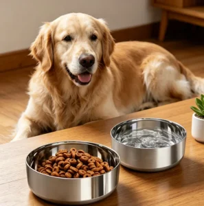 304 Stainless Steel Large Dog Food Feeder Bowls Cat Water Bowl Round Pet Food Dish Bowl with Macaron Color Silicone Mat