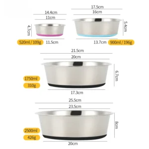 304 Stainless Steel Pet Food Bowl Factory Direct OEM ODM Dog Cat Feeding Dish 14 18 22 26cm Rust Proof Anti Slip