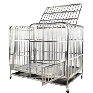 304 Stainless Steel Wire Pet Cage Outdoor Metal Dog Cage with Wheel Pet Cages Carriers Houses Large Kennel