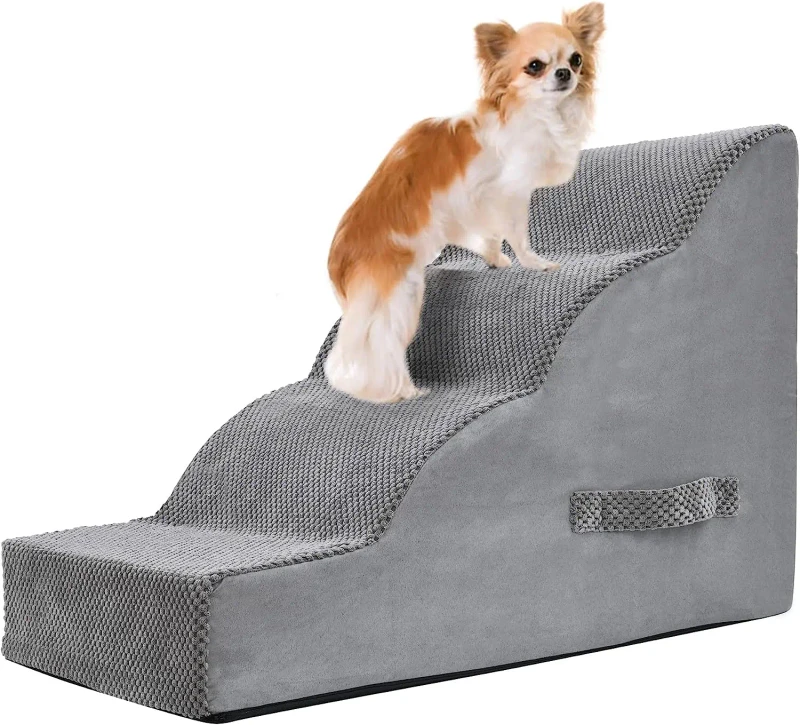 30D 19.6 Inch High Pet Stairs for Small Dogs 4 Steps with Small Step Angle Modern Design Style for Home Furniture in Living Room