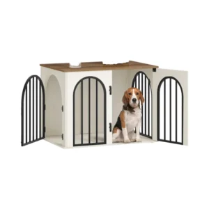 31.5 Inch Modern Birch Wood Eco-friendly Dog Cage Furniture for Small Medium Dogs Living Room Pet House White Brown