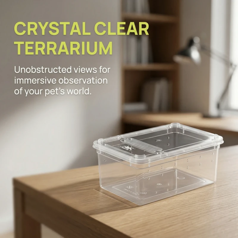 32*22*15cm Plastic Reptile Box Travel Habitat Feeding Cage Spider Horned Frog Guarding Palace Box Lizard Snake Insect Tortoise