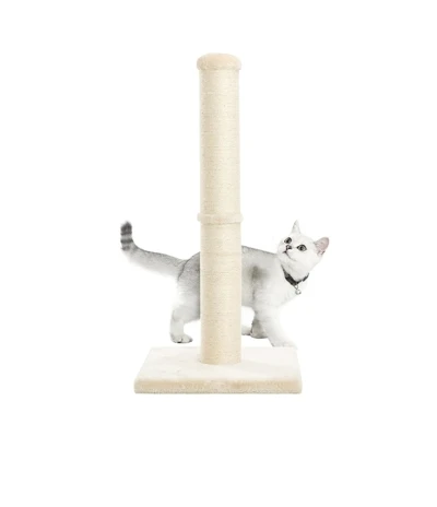 34inch Wood Cat Scratching Post with Natural Sisal Rope 4.3Inch Large Diameter Eco-Friendly Scratcher Tree for Indoor Cats Beige