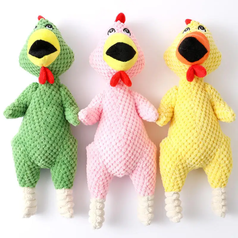 35cm Durable Interactive Chicken Shaped Squeaky Plush Pet Toys for Dogs Cats Daily Play