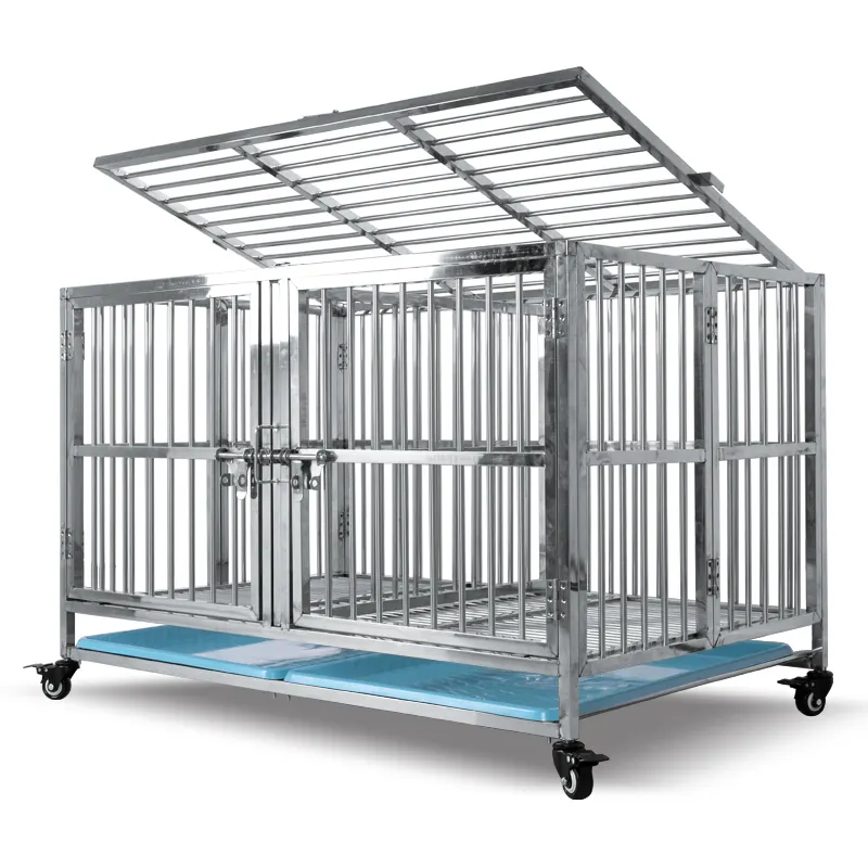 36" Custom Size Pet Cage Black Stainless Steel Dog Cage with Solid Pattern