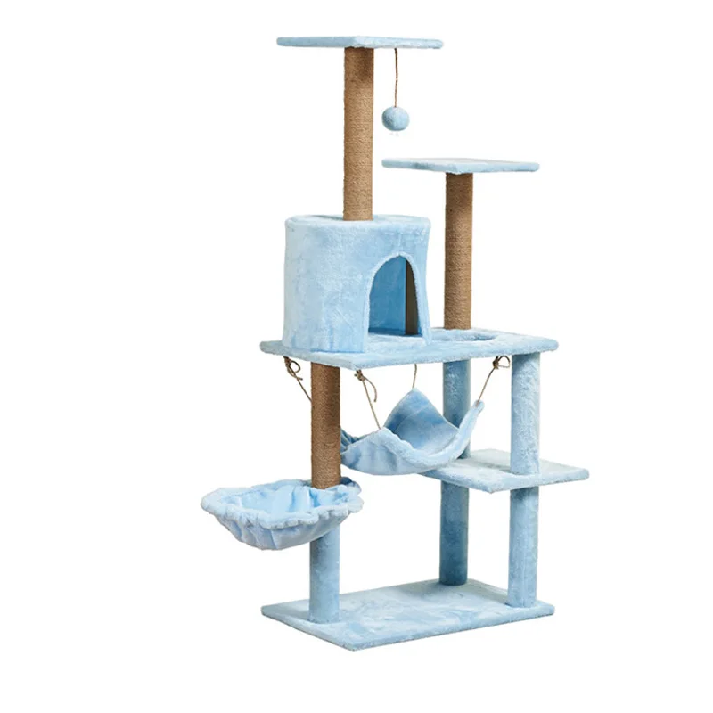 38*55*130cm Platform Sisal Climbing Frame Wooden Post Cat Tower Toy Hammock Tree Cat Trees Scratcher for Large Cat Accessories