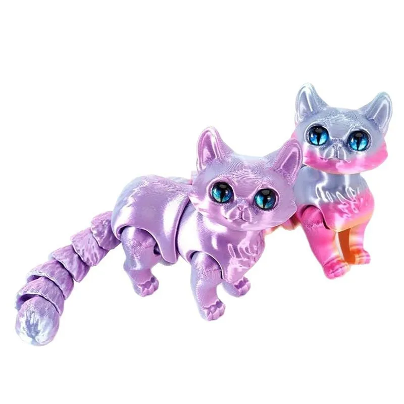 3D Printed Cat Articulated Toys for Adult 3D Print Animals Fidget Toys Decor for Stress Relief Action Figure