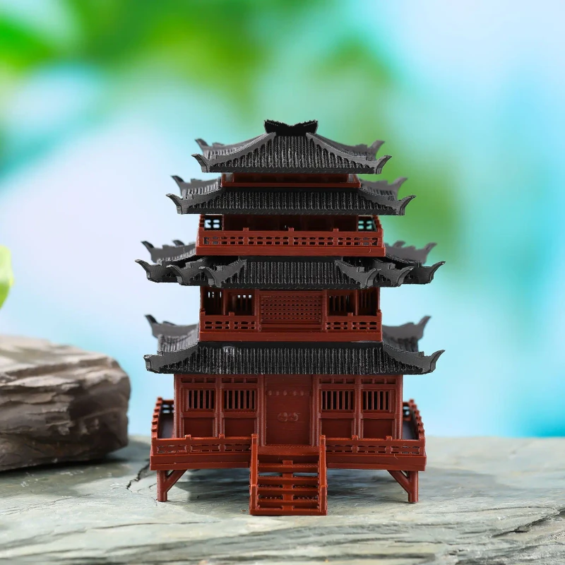 3D Printed Chinese Style Pagoda Aquarium Decor Paludarium Hardscape Micro Landscape Bonsai Bulk