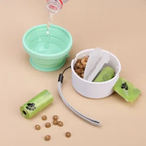3in1 Dog Bowl Pick up Poop Bag Outdoor Pet Accessories Drinking Cup Pet Carrying case Folding Pet Bowl for Dog Puppy