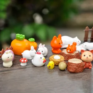 3pcs Cartoon Animals Set Fox Squirrel Penguin Polar Bear Dog Rabbit Model DIY Terrarium Miniature Figurine Crafts Home Decor