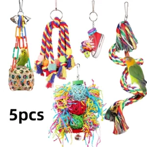 4 6 Piece Set Parrot Toys Bird Supplies Equipment Ladder Swing Rattan Ball Paper Chew Toys Factory in Stock