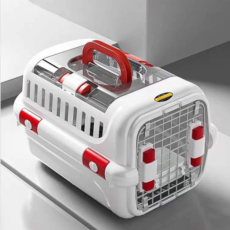 4 Seasons Universal Cat Carrier Airline Approved Breathable Hard Sided Plastic Pet Travel Crate for Outdoor and Airplane Shipping