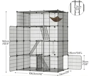 4 Tier Metal Wire Mesh Large Capacity Indoor Outdoor Cat Cage Playpen Small Pet House for Rabbit Guinea Pigs Ferrets Hamsters