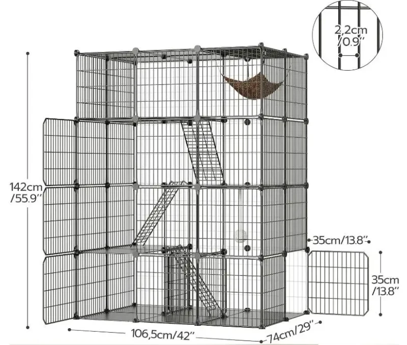 4 Tier Metal Wire Mesh Large Capacity Indoor Outdoor Cat Cage Playpen Small Pet House for Rabbit Guinea Pigs Ferrets Hamsters