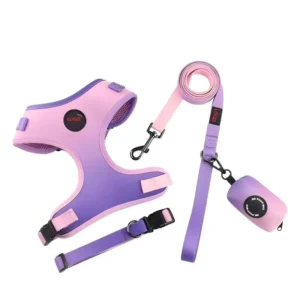 4 in 1 Dog Harness Collar Leash Set Dog Poop Holder Bag Pet Vest No Pull Harness Set Breathable Pet Collar Leash Pet Harnesses