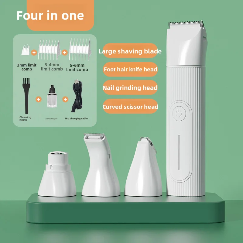 4 in 1 Quiet Nail Grinder Shaver Cordless Electric Pet Dog Hair Clippers Hair Trimmer Set Dog Cat Pet Grooming Kit