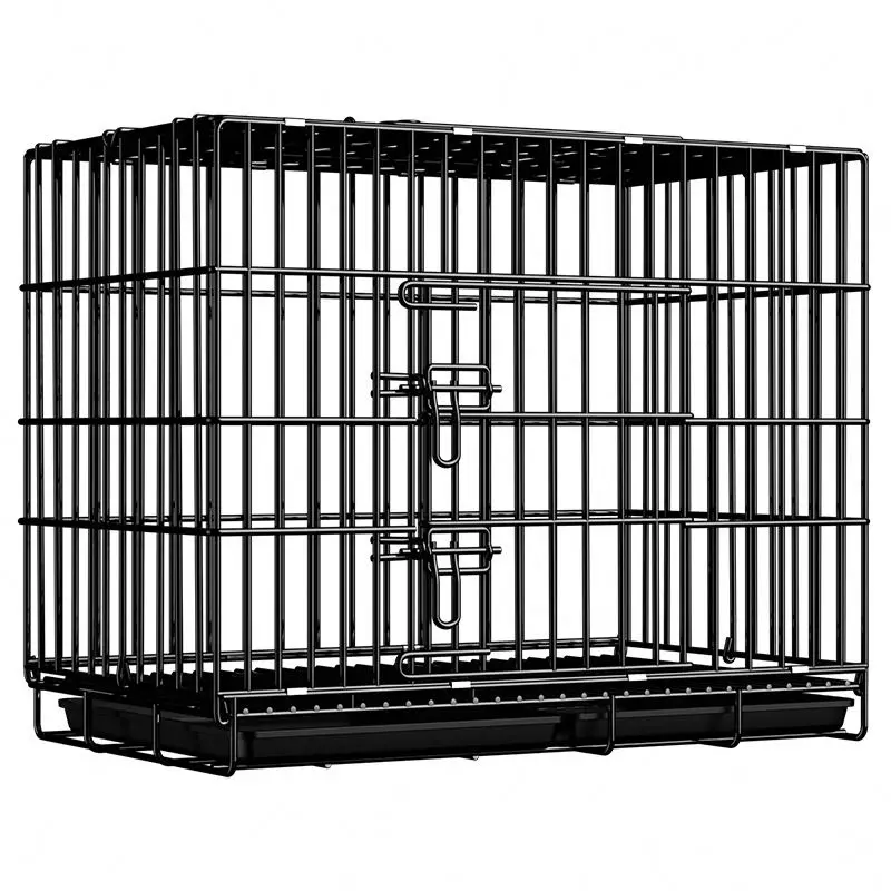 4.0 Thick Pet Kennels Double Door Animal Cages Steel Wire Metal Dog Crate Includes Leak Proof Pan Heavy Duty High Quality