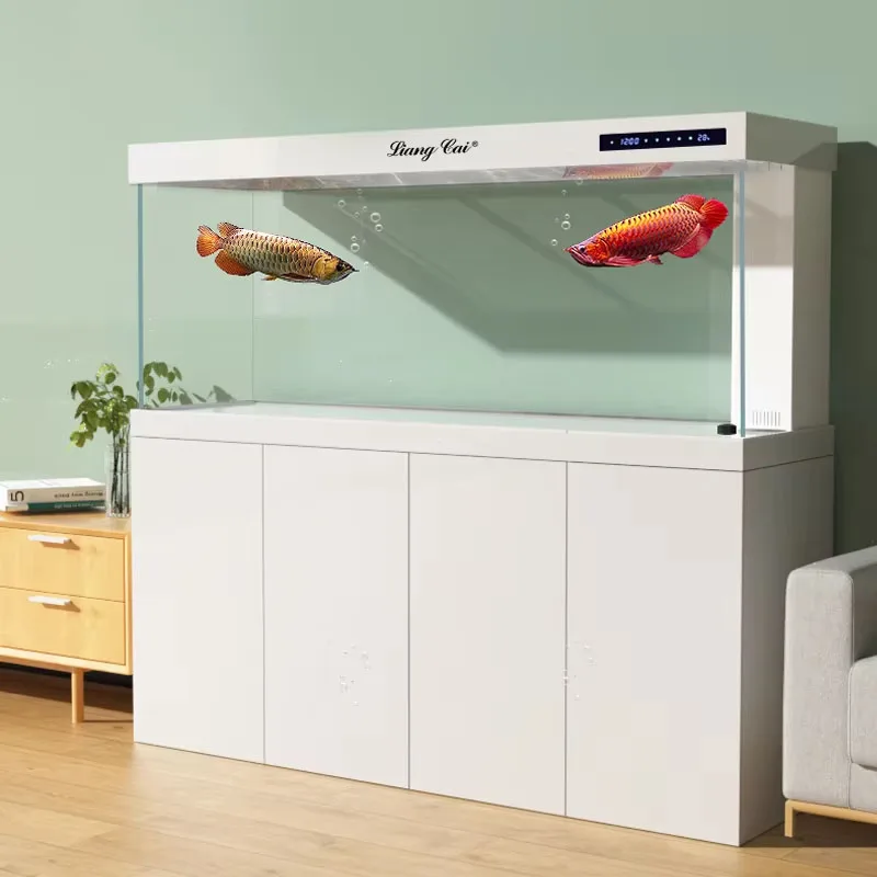 400L Ultra Clear Glass All-in-One Freshwater Aquarium Built-in Filter Aluminum Alloy Stand Fish Tank