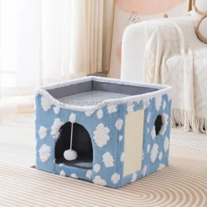 41*41*35cm Portable Indoor with Ball Scratch Board Home Use Living Room Furniture Foldable Pet Dog House Cat Bed