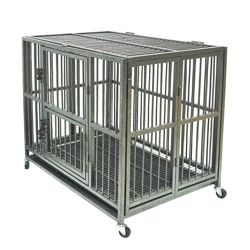 43" Stackable Heavy Duty Strong Metal Iron Large Dog House Pet Kennel Dog Crate Cages With Tray