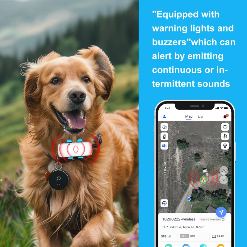 4G 2G Smart Pet GPS Tracker Collar with Real-Time Location Tracking IP65 Waterproof for Dogs Cats