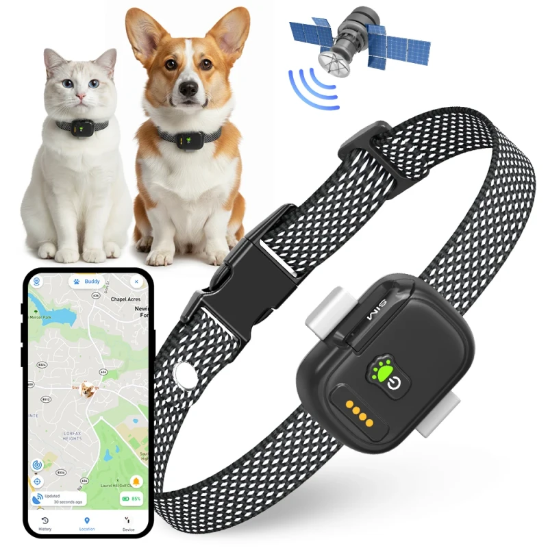 4G GPS Smart Pet Tracking Device Dog Health Monitoring IPX7 Waterproof Rechargeable Detachable Tracker