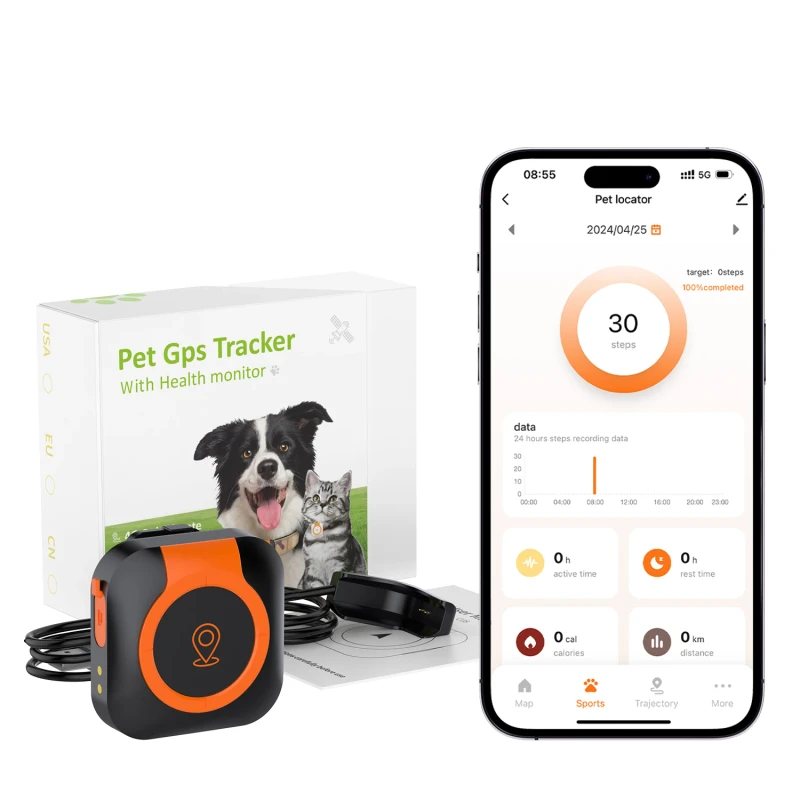 4G LTE GPS Pet Tracker With Sports and Sleep Monitoring Mini GNSS LBS WIFI Collar Tracker for Dogs With SIM Card