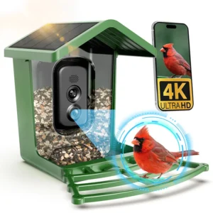 4K Bird Feeder Camera with Solar Panel Smart AI Recognition WiFi Outdoor Camera Bird Feeder for Wild Birds Night Vision