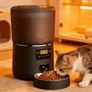 4L Button Smart Pet Feeder Anti Jam Design Smooth Dispensing Single Bowl Dog & Cat Food Dispenser Stainless Steel Dual Power