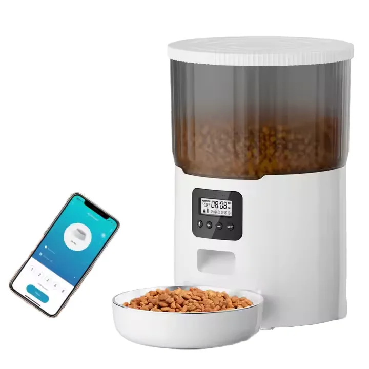 4L Pet Automatic Feeder Dual Power Supply Plastic Cat and Puppy Food Bowl